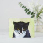 Tuxedo Katzenmalerei - Niedliche Originalkatzenart Postkarte (Stehend Vorderseite)