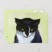Tuxedo Katzenmalerei - Niedliche Originalkatzenart Postkarte (Vorne/Hinten)