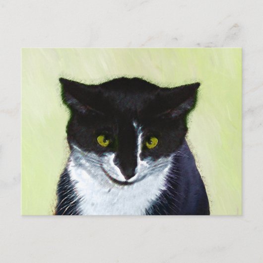 Tuxedo Katzenmalerei - Niedliche Originalkatzenart Postkarte (Vorderseite)