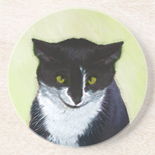Tuxedo Katzenmalerei - Niedliche Originalkatzenart Sandstein Untersetzer