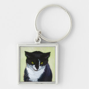 Tuxedo Katzenmalerei - Niedliche Originalkatzenart Schlüsselanhänger
