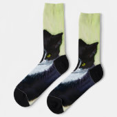 Tuxedo Katzenmalerei - Niedliche Originalkatzenart Socken (Linkes Detail)