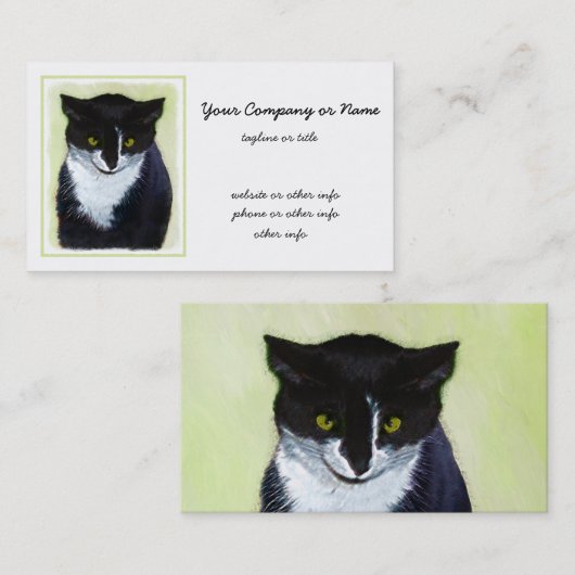 Tuxedo Katzenmalerei - Niedliche Originalkatzenart Visitenkarte (Vorne/Hinten)
