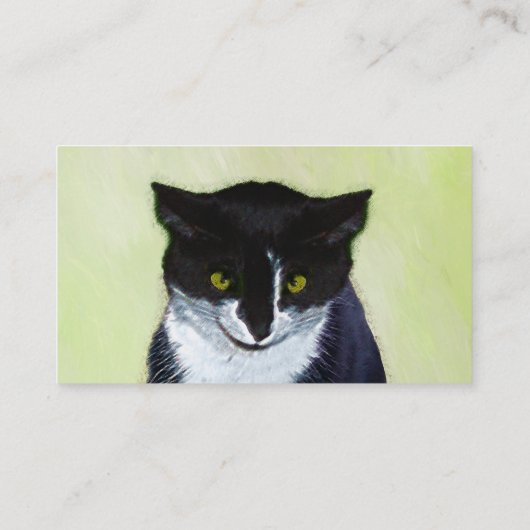 Tuxedo Katzenmalerei - Niedliche Originalkatzenart Visitenkarte (Rückseite)