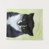 Tuxedo Katzenmalerei - Niedliche Originalkatzenart Wandteppich (Vorderseite (Horizontal))