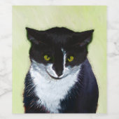 Tuxedo Katzenmalerei - Niedliche Originalkatzenart Weinetikett (Einzelnes Label)
