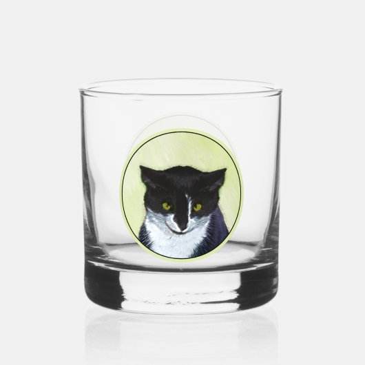 Tuxedo Katzenmalerei - Niedliche Originalkatzenart Whiskyglas (Vorderseite)
