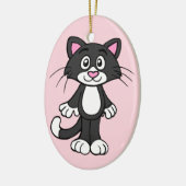 Tuxedo Katzenporzellan Keramik Ornament (Links)