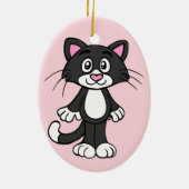 Tuxedo Katzenporzellan Keramik Ornament (Hinten)