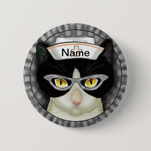 Tuxedo Katzenschwester Button (Vorderseite)