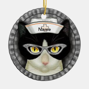 Tuxedo Katzenschwester Keramik Ornament