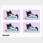 Tuxedo Kitten Dogs Bowl Rechteckiger Aufkleber (Blatt)