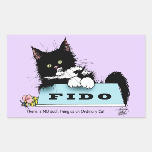 Tuxedo Kitten Dogs Bowl Rechteckiger Aufkleber (Vorderseite)