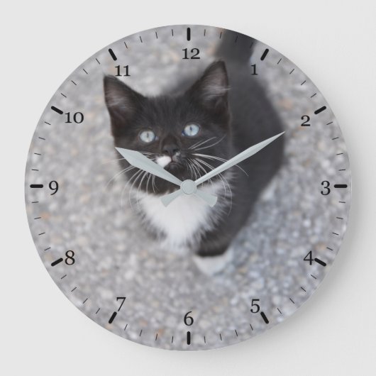 Tuxedo Kitten Große Wanduhr (Vorderseite)
