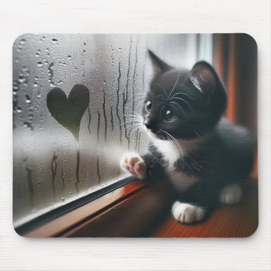Tuxedo Kitten mit einem Herzfenster Mousepad (Vorne)