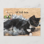 Tuxedo Kitten Tinsel und Lichter werden gut Postkarte (Vorderseite)