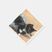 Tuxedo Kitten Tinsel und Lights Painterly Serviette (Ecke)