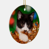 Tuxedo kitten Weihnachten Keramik Ornament (Rechts)