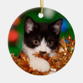 Tuxedo kitten Weihnachten Keramik Ornament (Vorne)