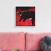 Tuxedo Kitty on Red Rug canvas print Leinwanddruck (Insitu (Wohnzimmer))
