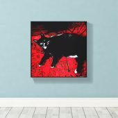 Tuxedo Kitty on Red Rug canvas print Leinwanddruck (Insitu (Holzboden))