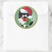 Tuxedo Kitty zu Weihnachten Runder Aufkleber (Tasche)