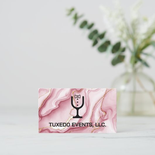 Tuxedo Logo für Weinglas | Catering Events Visitenkarte (Stehend Vorderseite)