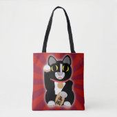 Tuxedo Lucky Cat Cartoon Fortune Pet Kitty Tasche (Vorderseite)