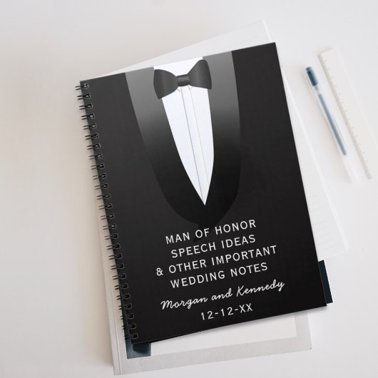 Tuxedo Man of Honor Wedding Speech Ideenbericht Notizblock
