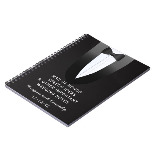 Tuxedo Man of Honor Wedding Speech Ideenbericht Notizblock (Linke Seite)