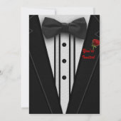 Tuxedo mit Bogen-Krawatten-Monogramm Einladung (Rückseite)