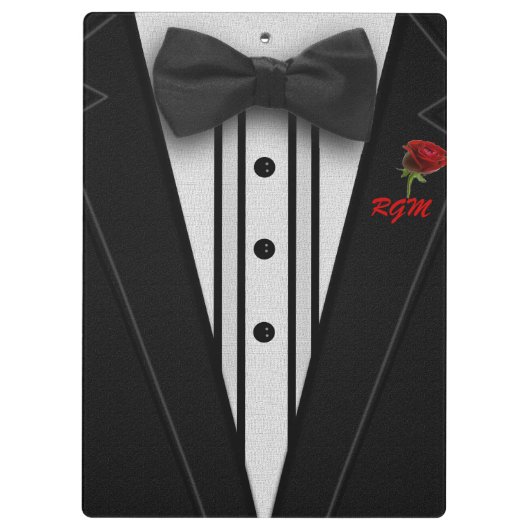Tuxedo mit Bogen-Krawatten-Monogramm Klemmbrett (Rückseite)