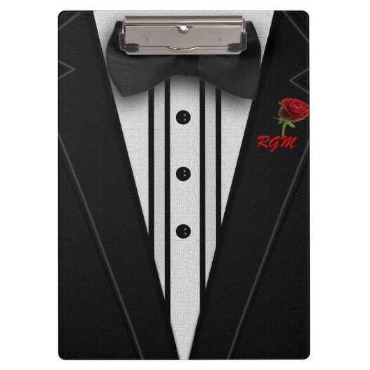 Tuxedo mit Bogen-Krawatten-Monogramm Klemmbrett (Vorderseite)