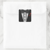 Tuxedo mit Bow-Krawatte-Monogramm Quadratischer Aufkleber (Tasche)