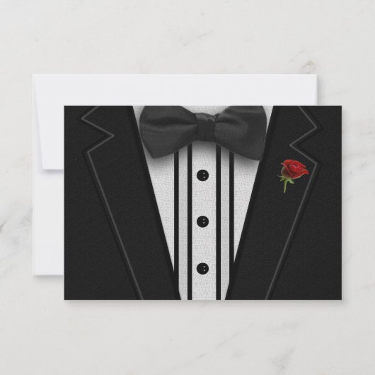 Tuxedo mit Bow-Krawatte-Monogramm RSVP Karte (Rückseite)