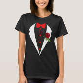 Tuxedo mit roter Blume Hochzeitskino Fake Tux Bach T-Shirt (Vorderseite)