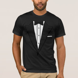 Tuxedo mit schwarzem Bogen-Krawatten-T - Shirt