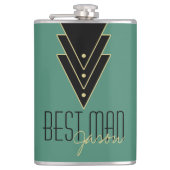 Tuxedo Modernes Art Deco Trauzeuge Flachmann (Vorderseite)