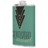 Tuxedo Modernes Art Deco Trauzeuge Flachmann (Links)