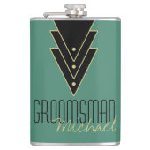 Tuxedo Modernes Art Deco Trauzeuge Flachmann (Vorderseite)