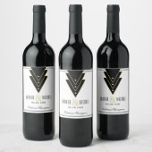 Tuxedo Modernes Art Deco Wedding Weinetikett (Flaschen)