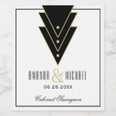 Tuxedo Modernes Art Deco Wedding Weinetikett (Einzelnes Label)