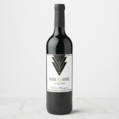 Tuxedo Modernes Art Deco Wedding Weinetikett (Vorderseite)