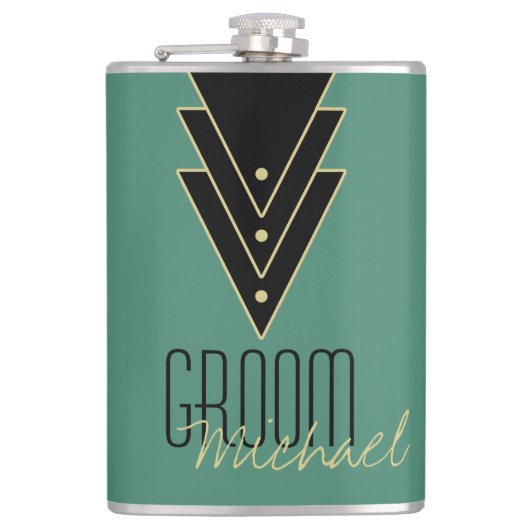 Tuxedo Modernes Art Deco Zimmer Flachmann (Vorderseite)