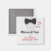 Tuxedo Monogramm mit Rose Magnet (Vorderseite/Rückseite)