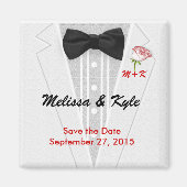 Tuxedo Monogramm mit Rose Magnet (Vorne)