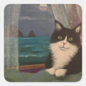 Tuxedo Moon Quadratischer Aufkleber (Vorderseite)