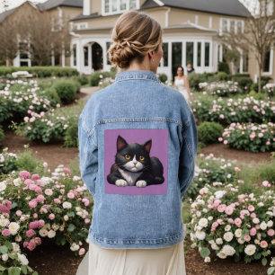 TUXEDO NIEDLICH CAT ART DENIM JEAN JACKET JEANSJACKE