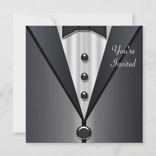 Tuxedo Party Dress Schwarze Krawatte Formelles Par Einladung (Vorderseite)