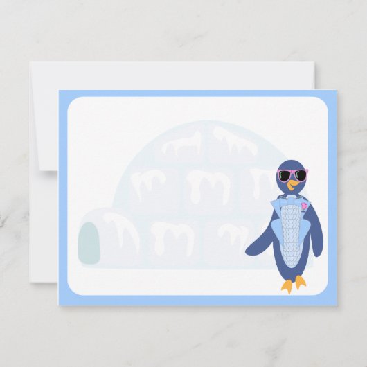 Tuxedo Penguin Winter Party Einladung (Rückseite)